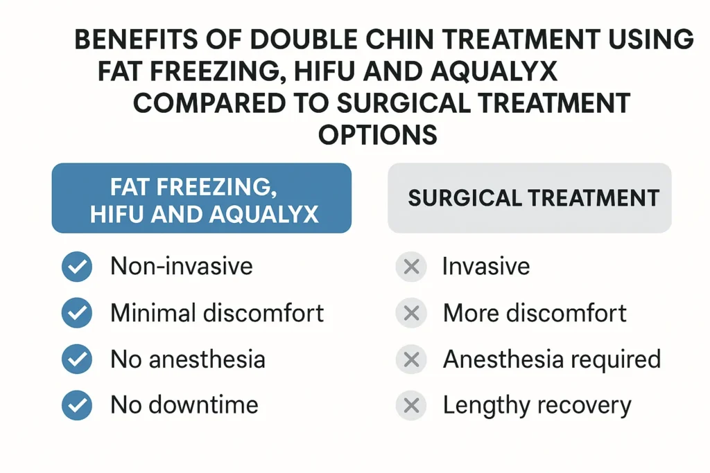 Graphic about the benefits of double chin treatment Watford - from LA LIPO