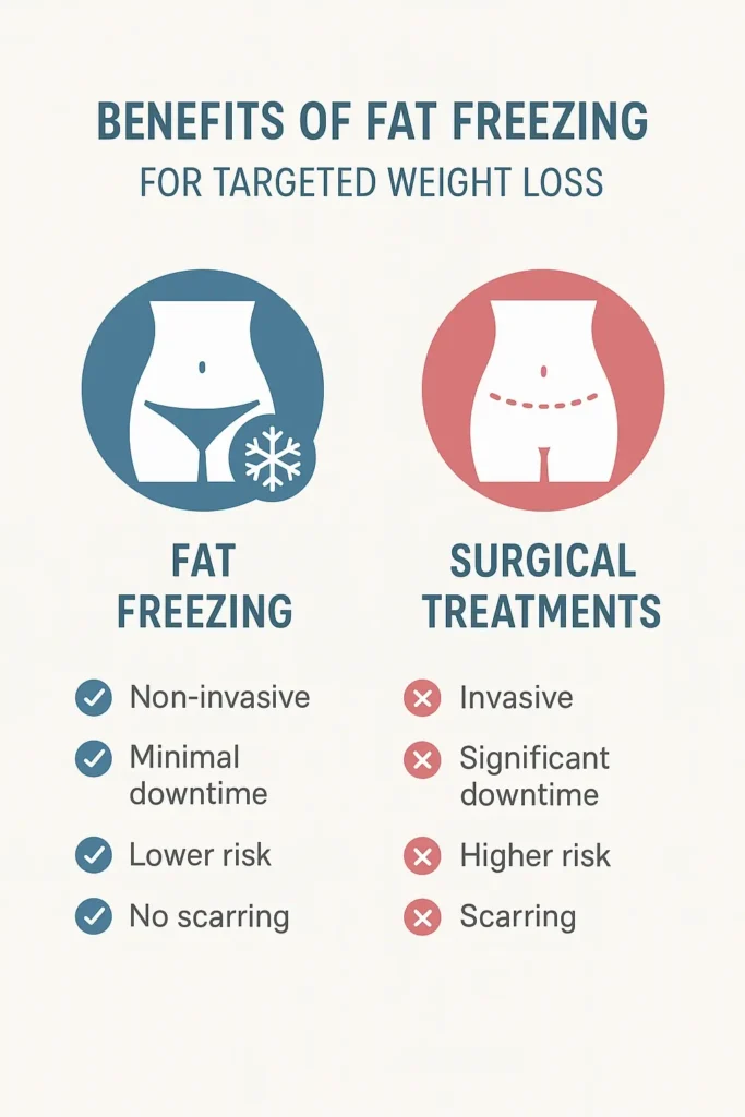 graphic showing the benefits of fat freezing Watford