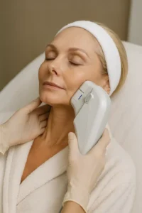 Woman receiving HIFU non surgical facelift treatment Watford